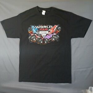 Monster Jam Shirt Large Black Unisex World Tour 2014 Grave Digger Truck